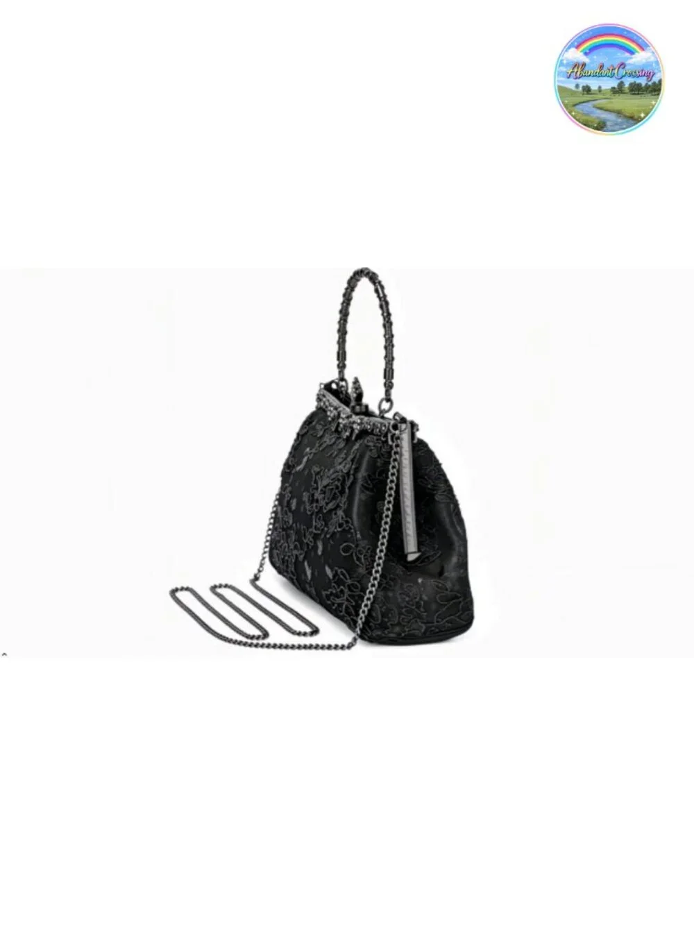 Vintage Lace Floral Evening Clutch with Detachable Chain